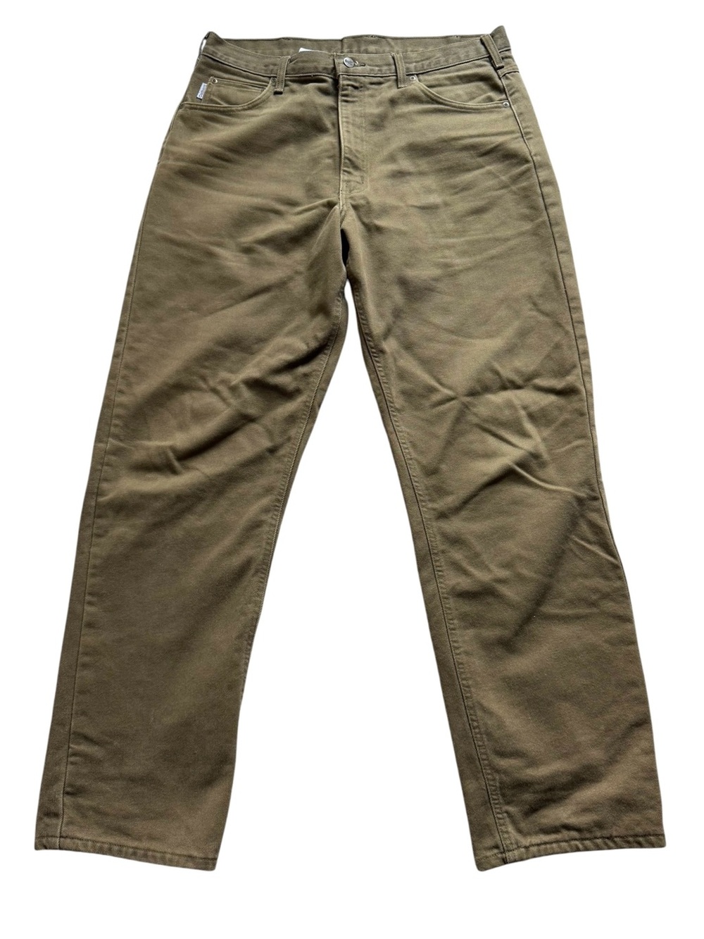 Carhartt B162 Flannel Lined Canvas Jeans 36x32 Bark Brown Workwear Vintage Y2K